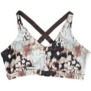 aerie‎ OFFLINE Shine Strappy Back Sports Bra in Cocoa Cream XL NWT